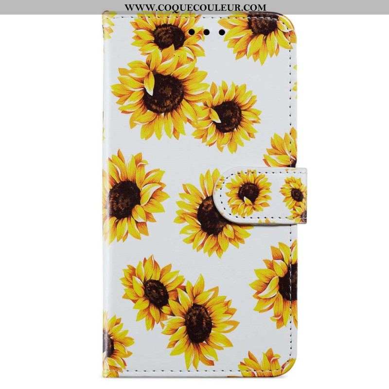 Housse iPhone 15 Plus Des Fleurs à Lanière