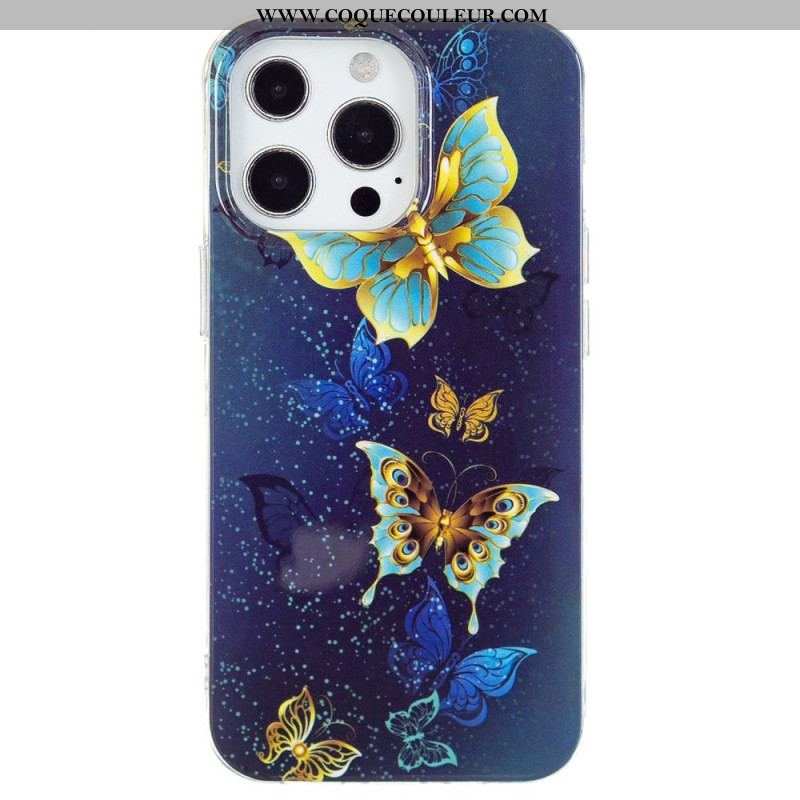 Coque iPhone 15 Pro Max Fluorescente Papillons