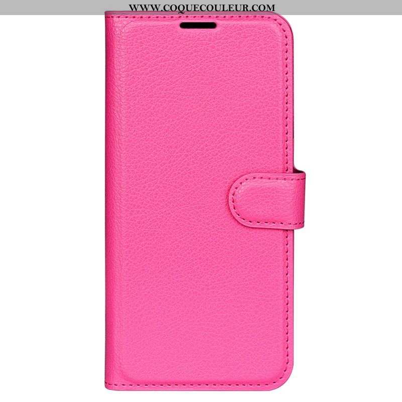 Housse iPhone 15 Pro Max Simili Cuir Litchi Classique