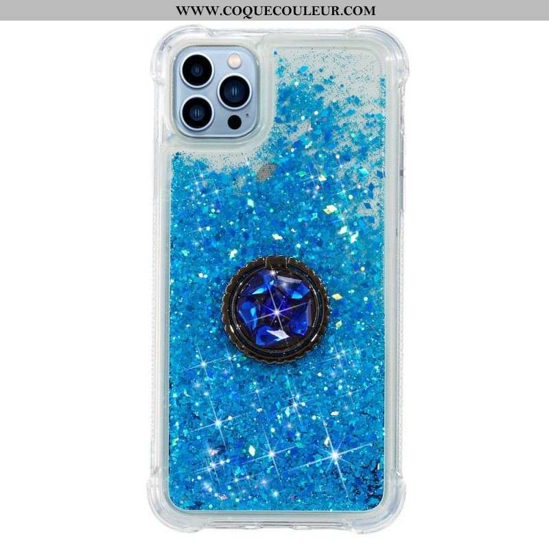 Coque iPhone 15 Pro Paillettes avec Anneau-Support