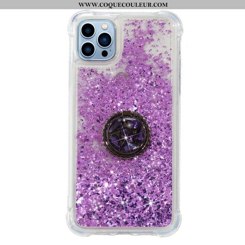 Coque iPhone 15 Pro Paillettes avec Anneau-Support