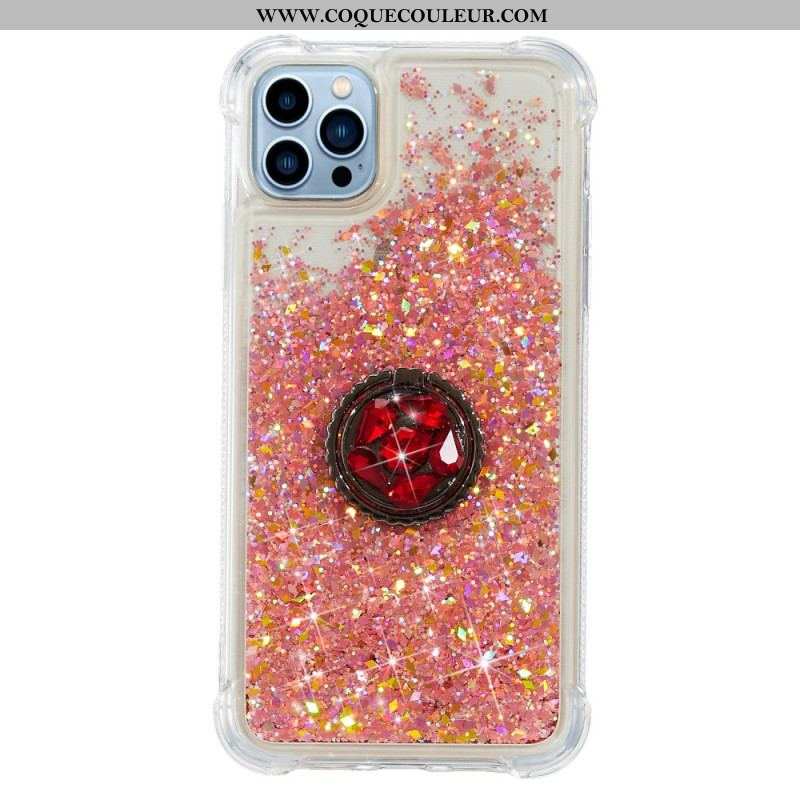 Coque iPhone 15 Pro Paillettes avec Anneau-Support