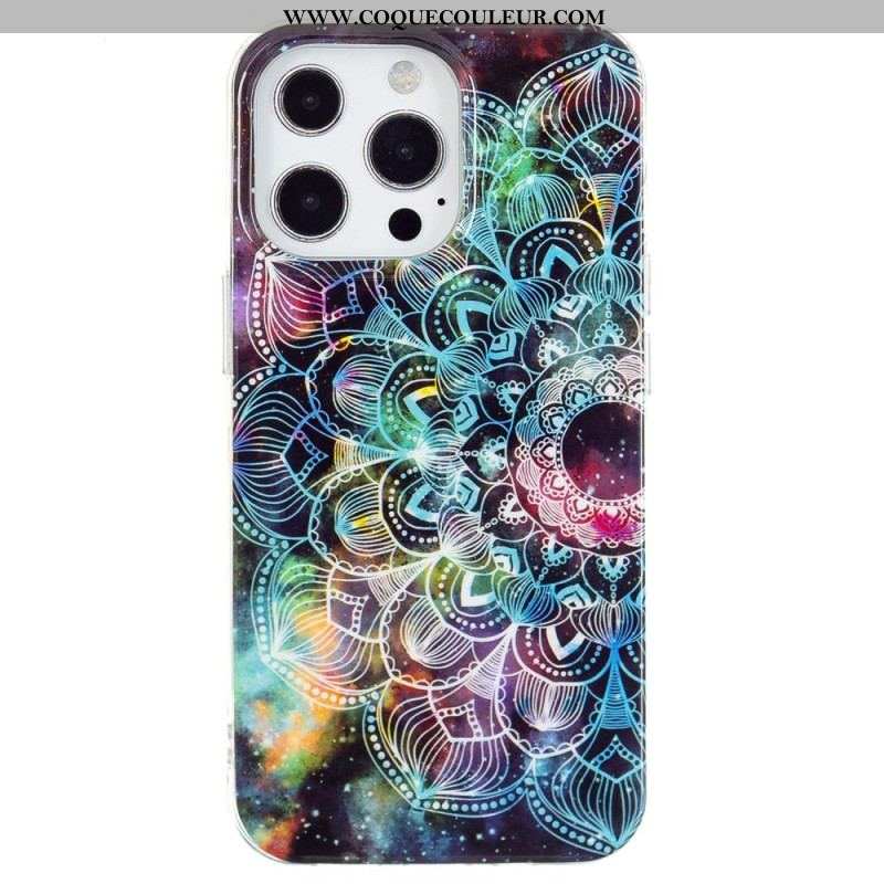 Coque iPhone 15 Pro Fluorescente Mandala