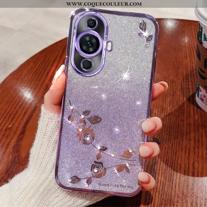 Coque Huawei Nova 12S Fleurs et Strass