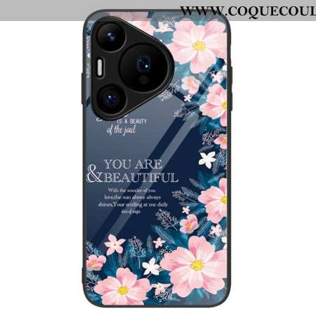 Coque Huawei Pura 70 Verre Trempé Fleurs Roses