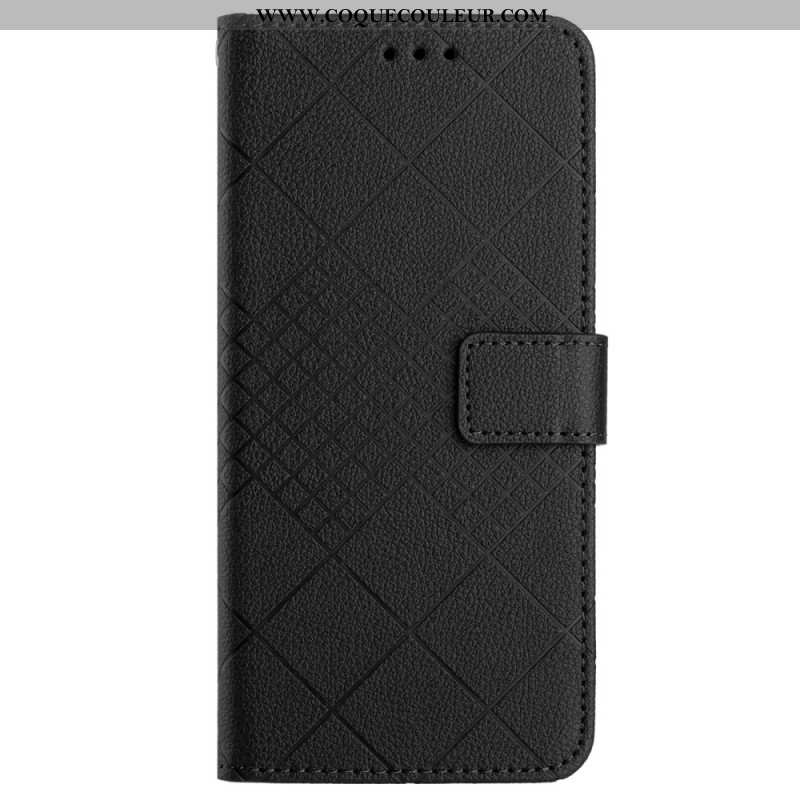 Housse OnePlus 12 5G Texture Litchi avec Losanges