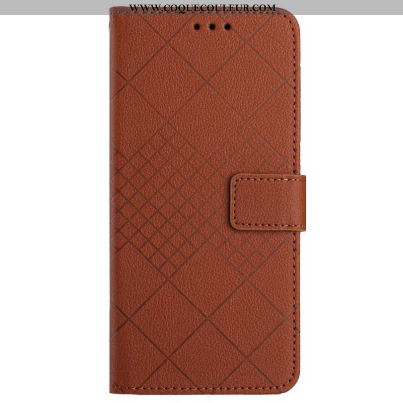 Housse OnePlus 12 5G Texture Litchi avec Losanges