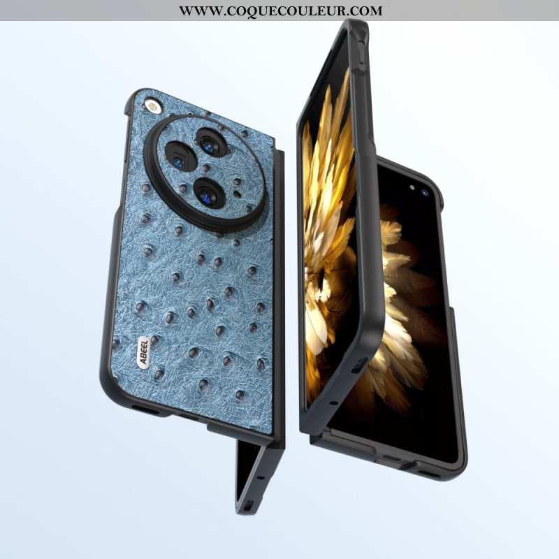 Coque OnePlus Open Véritable Cuir Motif Autruche