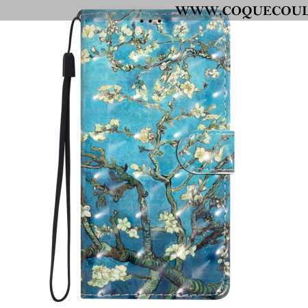 Housse Oppo A98 5G Fleur d'Abricot 3D à Lanière