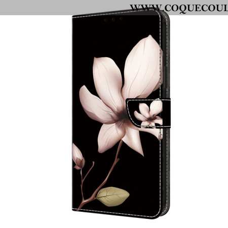 Housse Oppo A98 5G Fleur Rose sur Fond Noir