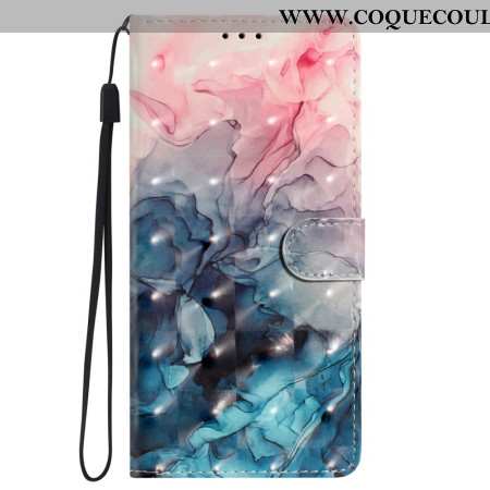 housse Oppo A98 5G Marbre Rose et Bleu à Lanière