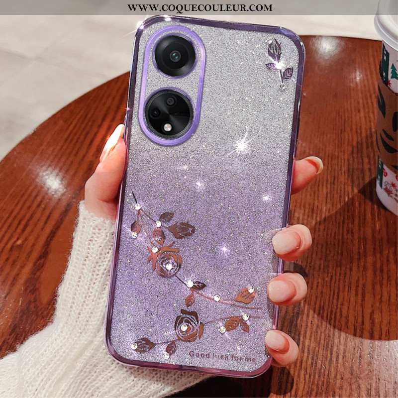 Coque Oppo A98 5G Fleurs et Strass KADEM