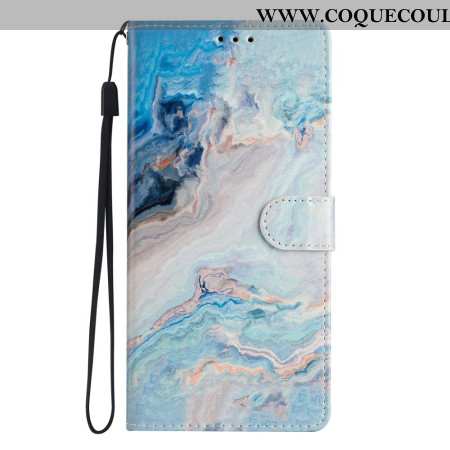 Housse Oppo A98 5G Marbre Bleu à Lanière