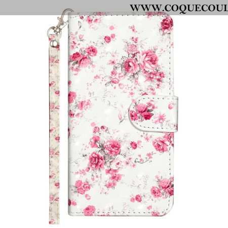 Housse Oppo A98 5G Roses à Lanière