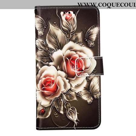 Housse Oppo Reno 11 5G Roses à Lanière