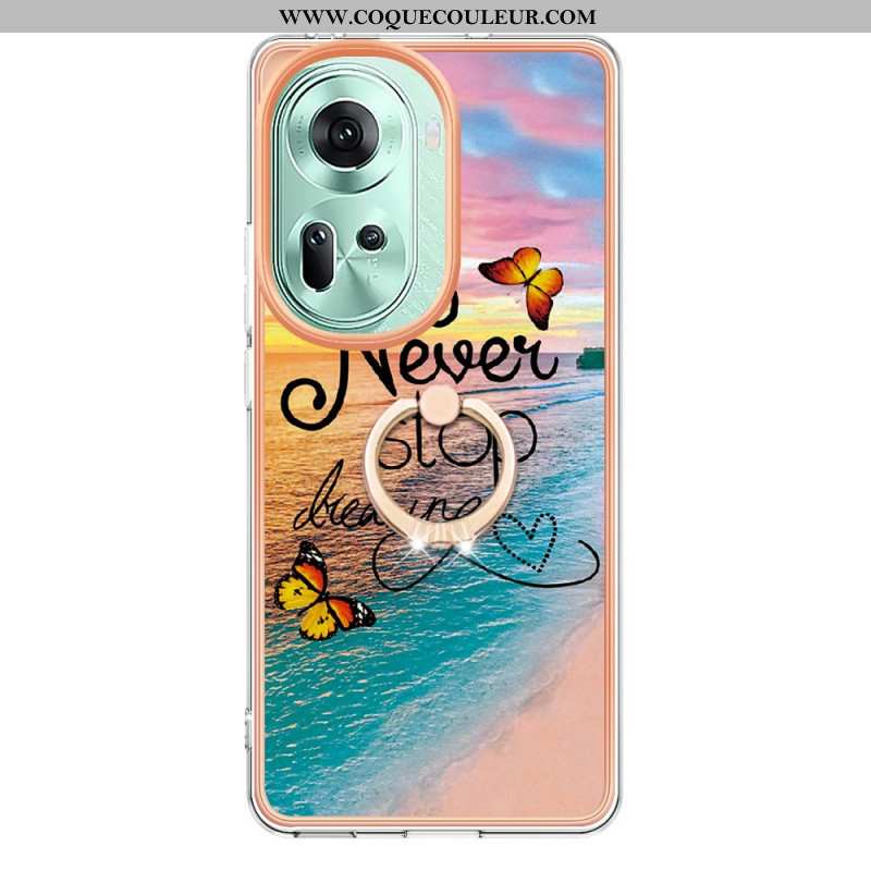 Coque Oppo Reno 11 5G Anneau-Support Design Marbré