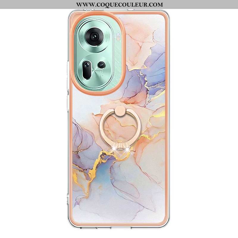 Coque Oppo Reno 11 5G Anneau-Support Design Marbré