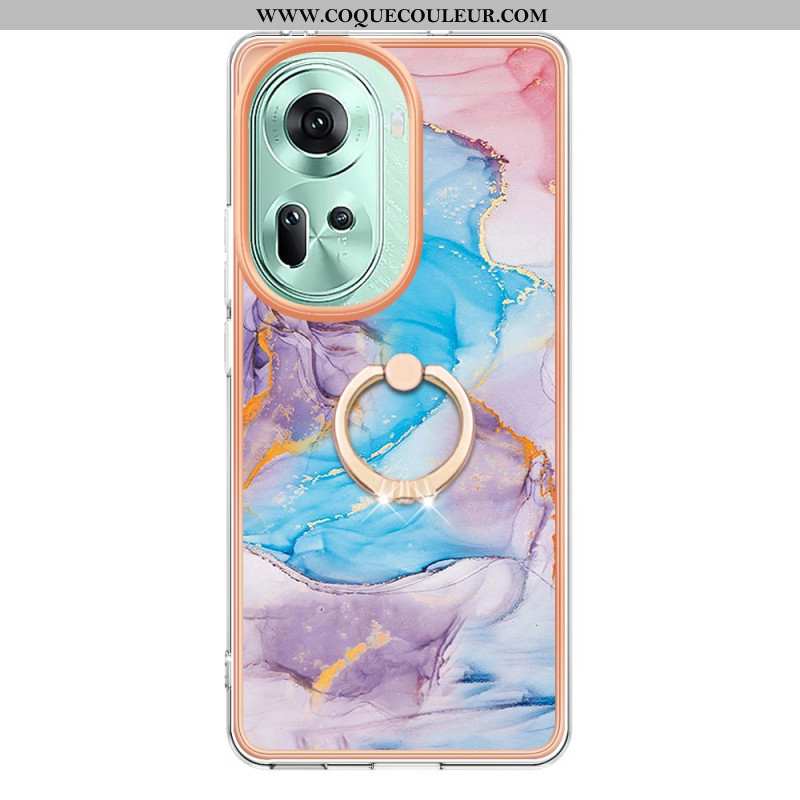 Coque Oppo Reno 11 5G Anneau-Support Design Marbré