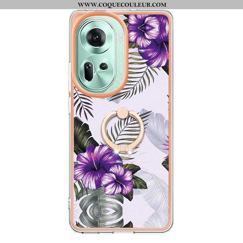 Coque Oppo Reno 11 5G Anneau-Support Design Marbré