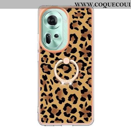 Coque Oppo Reno 11 5G Anneau-Support Imprimé Léopard