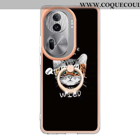 Coque Oppo Reno 11 Pro 5G Anneau-Support Motif Chat et Tigre