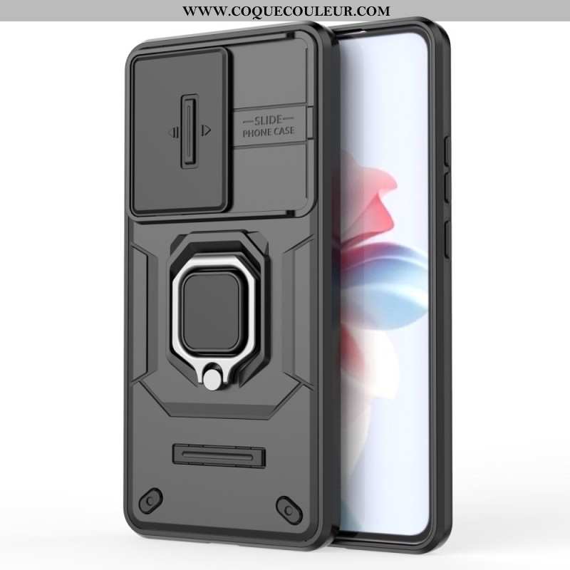 Coque Oppo Reno 11F 5G Ring Résistante Protecteur Caméra Coulissante