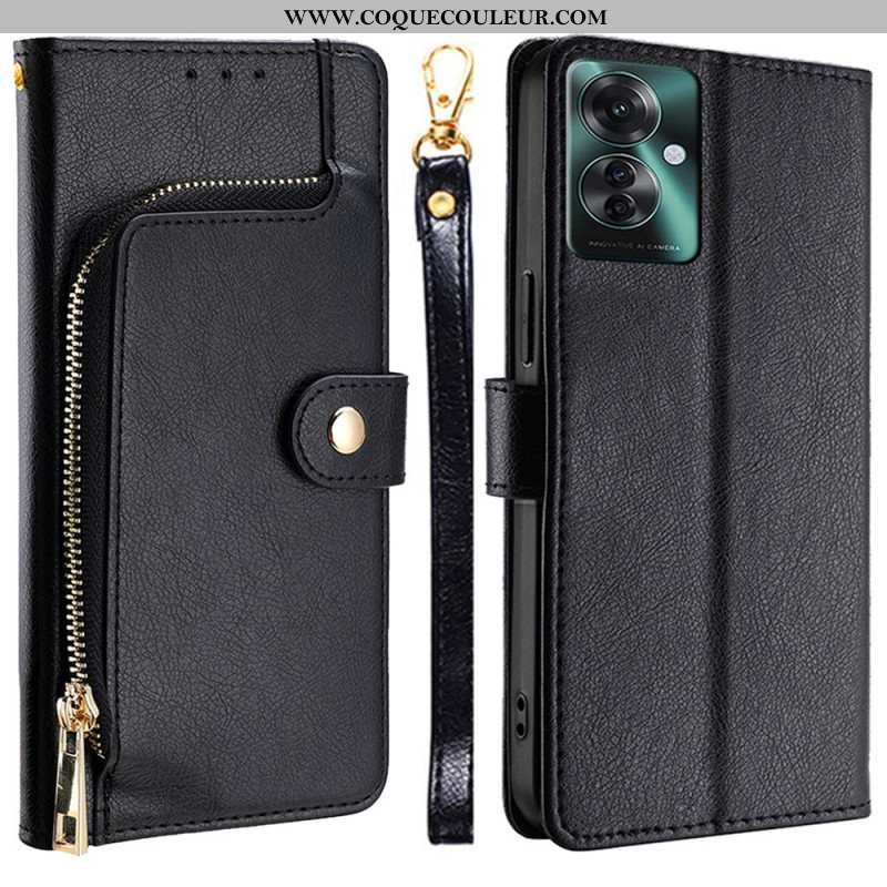 Housse Oppo Reno 11F 5G Porte-Monnaie et Lanière