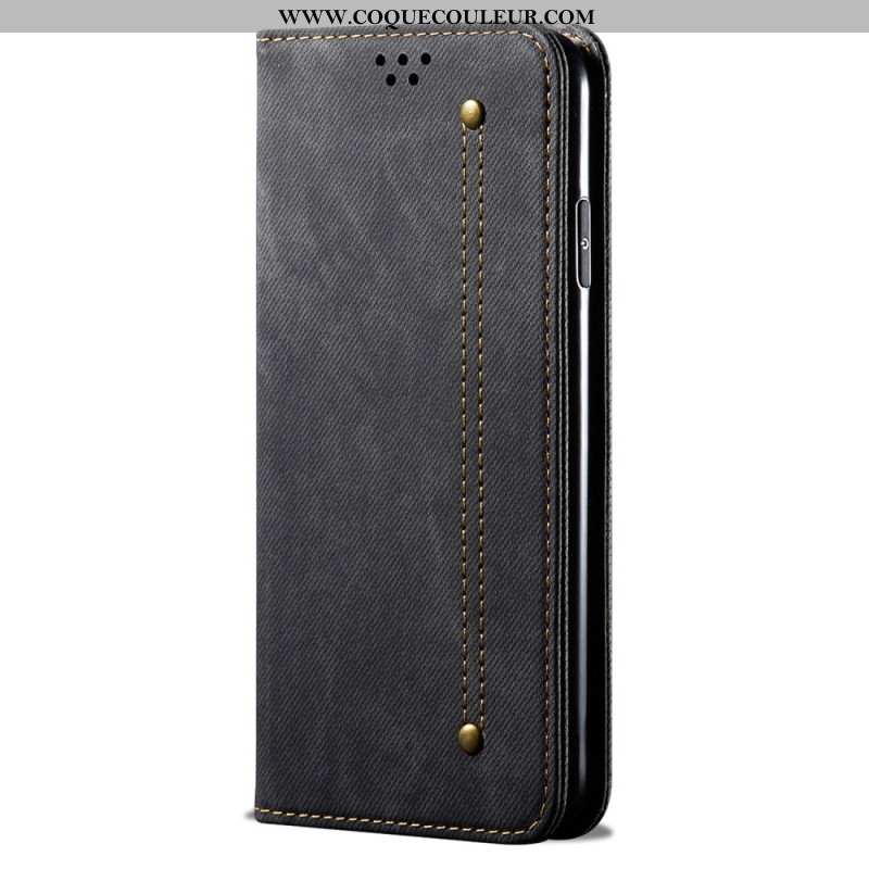 Flip Cover Oppo Reno 12 5G Tissu Jeans