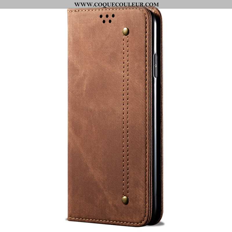 Flip Cover Oppo Reno 12 5G Tissu Jeans