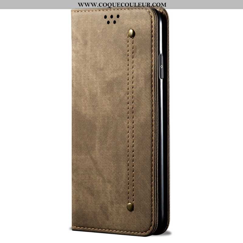 Flip Cover Oppo Reno 12 5G Tissu Jeans