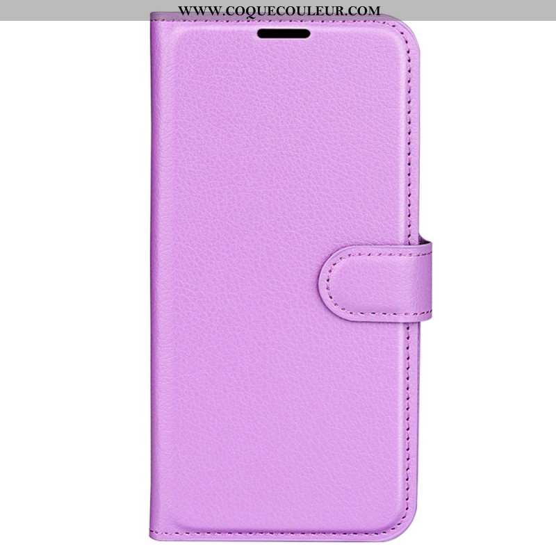 Housse Oppo Reno 12F 5G Simili Cuir Litchi Classique