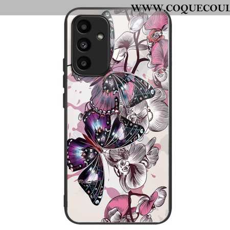 Coque Samsung Galaxy A15 5G / A15 Verre Trempé Papillons Pourpres