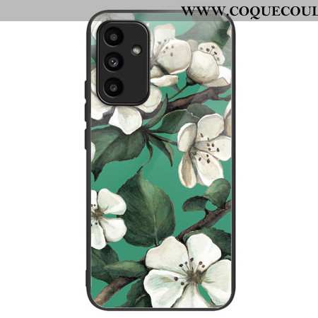 Coque Samsung Galaxy A15 5G / A15 Verre trempé Fleurs blanches