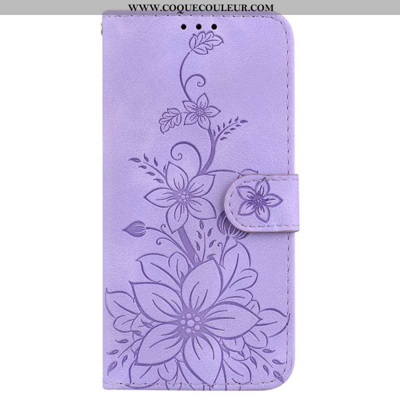 Housse Samsung Galaxy A15 Motif Floral à Lanière