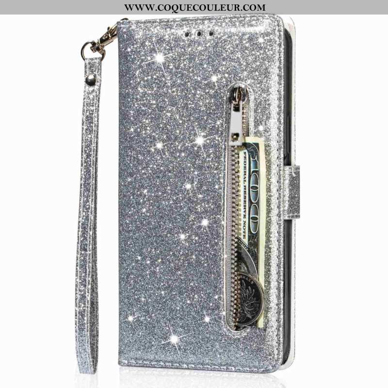 Housse Samsung Galaxy A15 Paillettes Porte-Monnaie Frontal