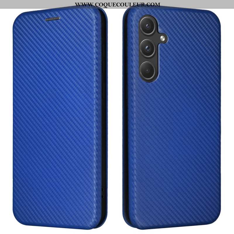 Flip Cover Samsung Galaxy A55 5G Texture Fibre carbone