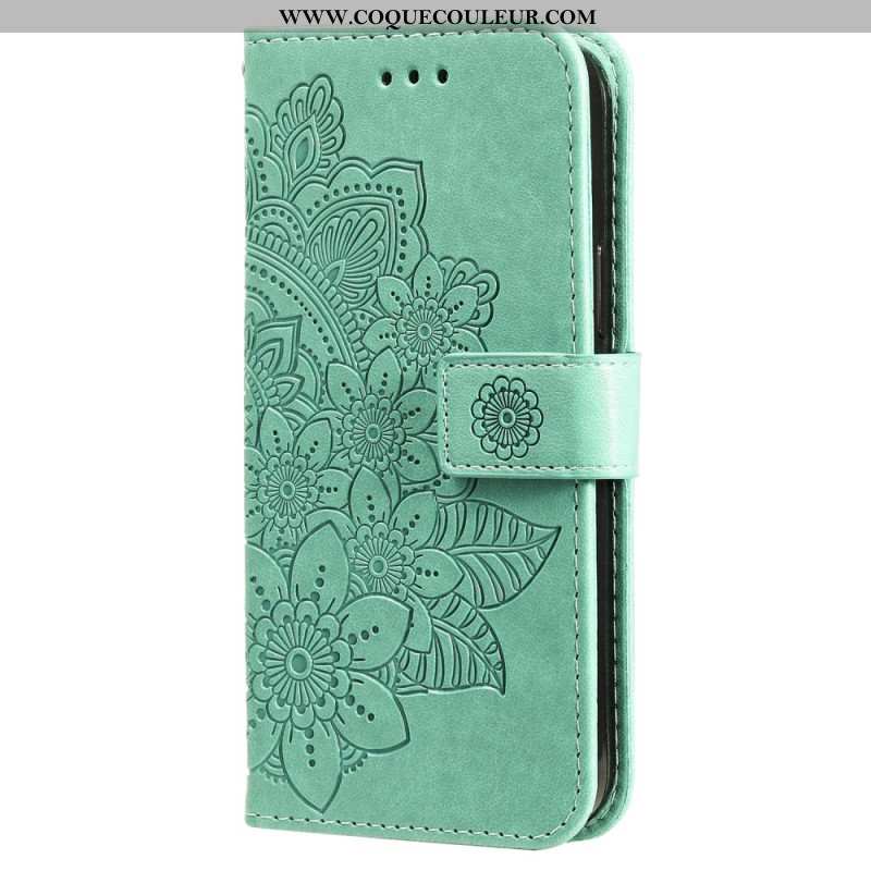 Housse Samsung Galaxy A55 5G Fleur Mandala à Lanière