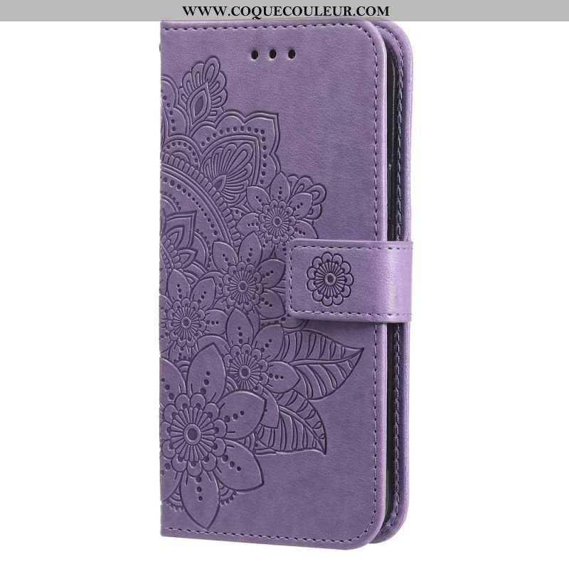 Housse Samsung Galaxy A55 5G Fleur Mandala à Lanière