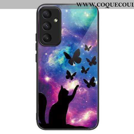 Coque Samsung Galaxy A55 5G Verre Trempé Chat et Papillons