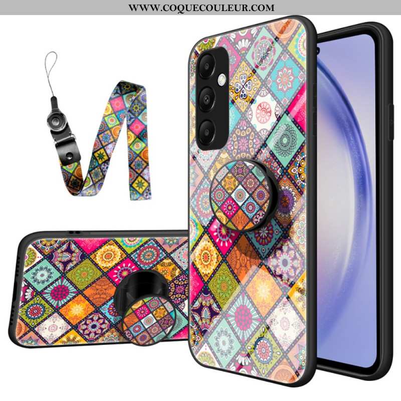 Coque Samsung Galaxy A55 5G avec Support et Lanière Patchwork