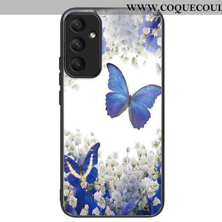 Coque Samsung Galaxy A55 5G Verre Trempé Papillons Bleus