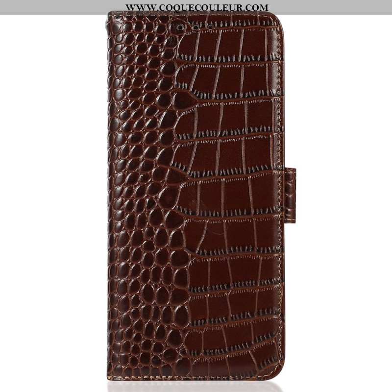 Housse Samsung Galaxy A55 5G Style Crocodile avec Blocage RFID