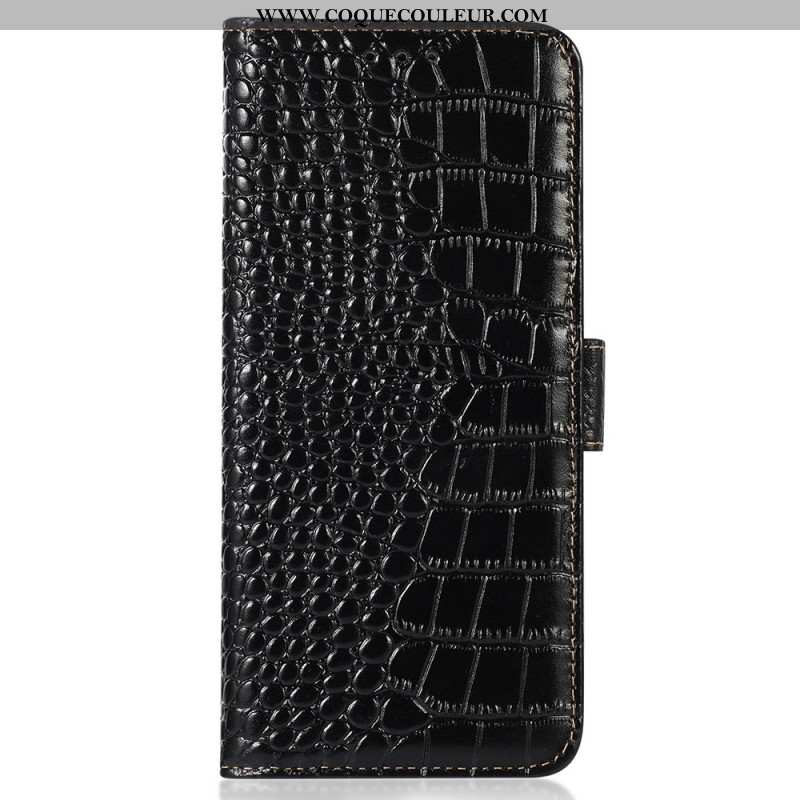 Housse Samsung Galaxy A55 5G Style Crocodile avec Blocage RFID