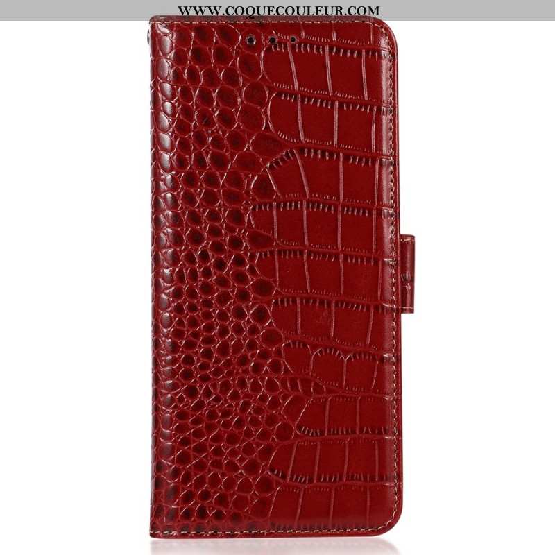 Housse Samsung Galaxy A55 5G Style Crocodile avec Blocage RFID