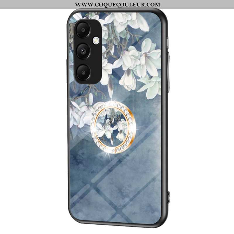 Coque Samsung Galaxy A55 5G Verre Trempé avec Support Motif Floral