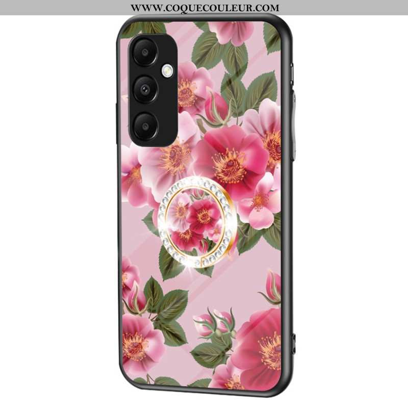 Coque Samsung Galaxy A55 5G Verre Trempé avec Support Motif Floral