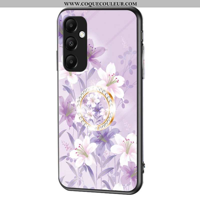 Coque Samsung Galaxy A55 5G Verre Trempé avec Support Motif Floral