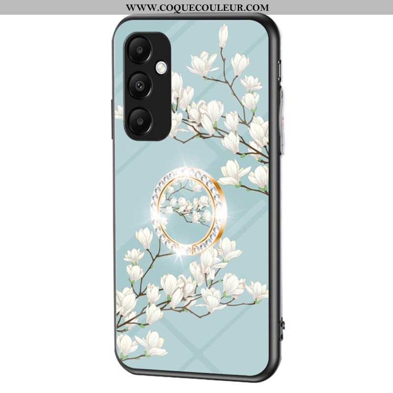 Coque Samsung Galaxy A55 5G Verre Trempé avec Support Motif Floral