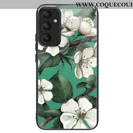 Coque Samsung Galaxy A55 5G Verre Trempé Fleurs Blanches