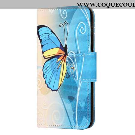 Housse Samsung Galaxy A55 5G Papillon Jaune et Bleu